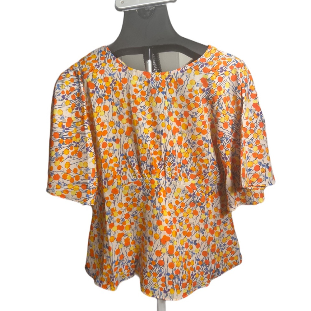 S Hazel Hazel Hazel Floral Top Orange Peplum Cut